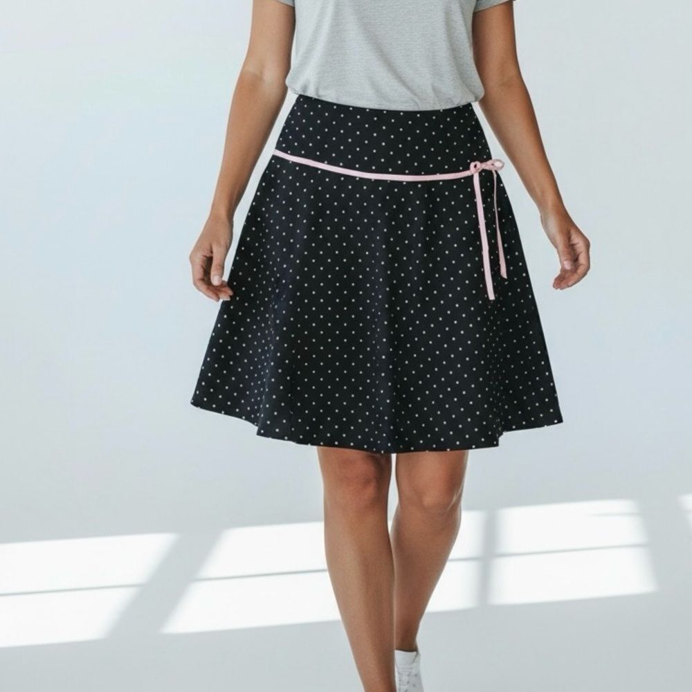 Mix Nouveau A-line Mini Skirt Black With Pink Polkadots Size 6